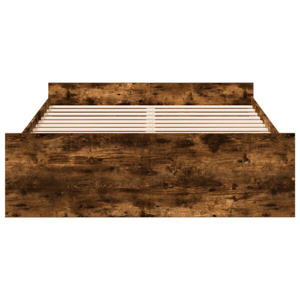 vidaXL Rama łóżka z szufladami, przydymiony dąb, 140x190 cm