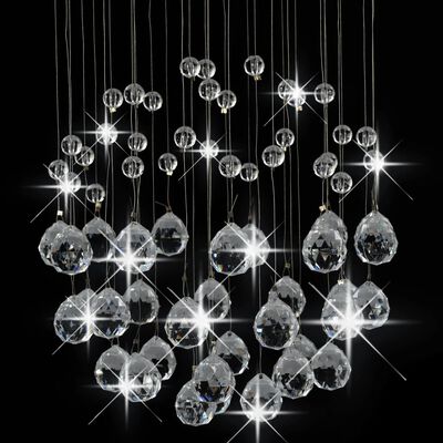 vidaXL Lampa sufitowa z kryształkami i koralikami, srebrna, kula, 3xG9