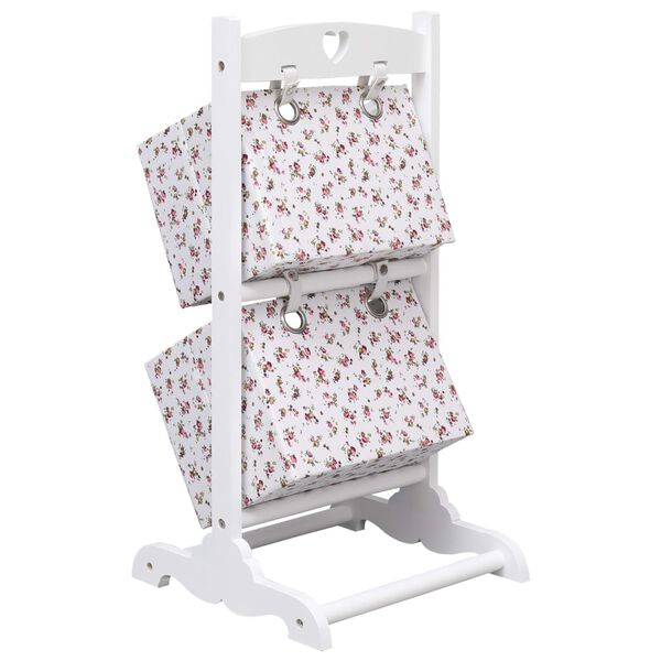 vidaXL 2-poziomowy regał z koszami, kwiaty, 35x35x72 cm, drewniany