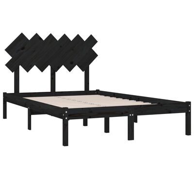 vidaXL Rama łóżka, czarna, 120x200 cm, lite drewno