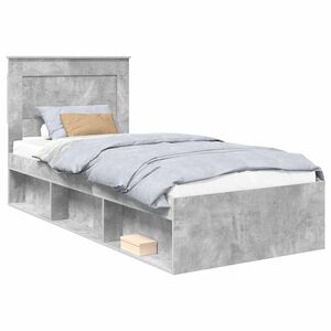 vidaXL Ramka ł&oacute;żka Gładki Szary beton 90 x 190 cm Lite drewno sosnowe