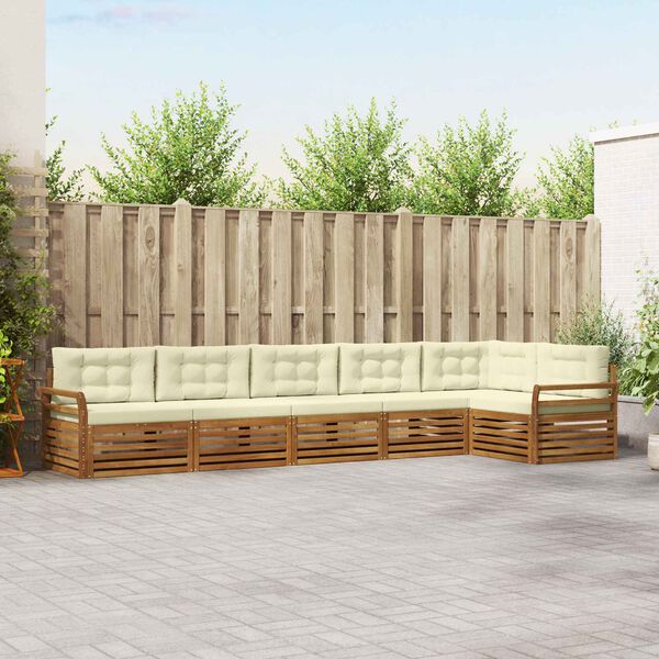 vidaXL Zestaw sof na zewnątrz z poduszką 6 pcs Naturalny i Kremowy