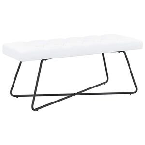 vidaXL Ławka z guzikami Biały 110 x 40 x 46 cm tkanina