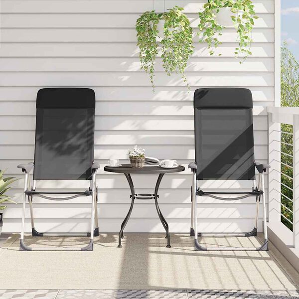 vidaXL Składane krzesła turystyczne, 2 szt., czarne, aluminiowe