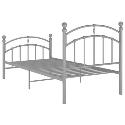 vidaXL Rama łóżka, szara, metalowa, 100 x 200 cm