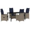 vidaXL Zestaw st&oacute;ł i krzesła z poduszką 5 pcs Szary Rattan PE