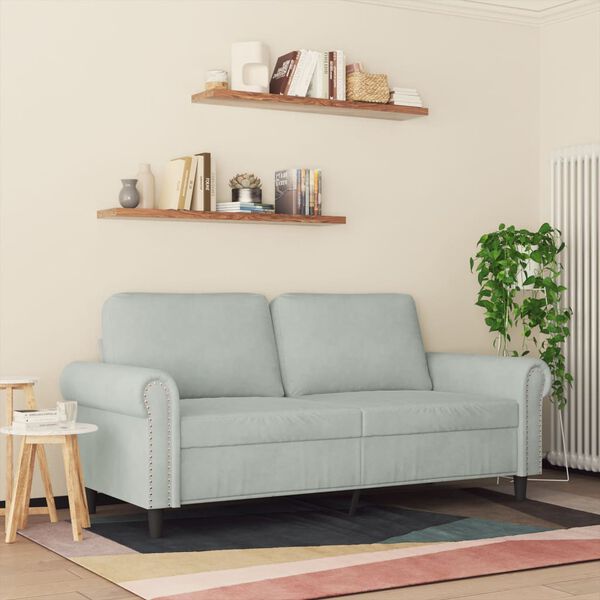 vidaXL Sofa 2-osobowa, jasnoszara, 140 cm, tapicerowana aksamitem