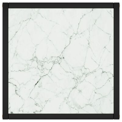 vidaXL Stolik kawowy, szkło w kolorze biały marmur, 40x40x50 cm