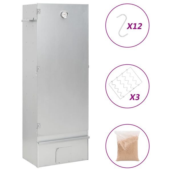 vidaXL Wędzarnia z wi&oacute;rami drewnianymi, 44,5x29x110 cm, stal