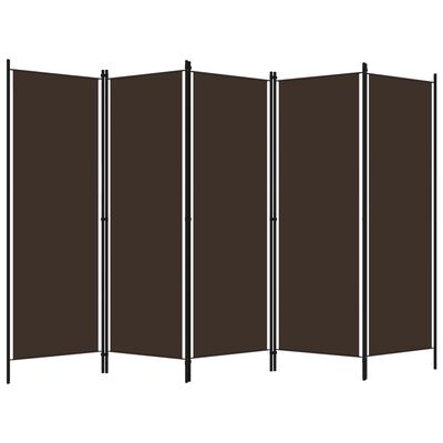 vidaXL Parawan 5-panelowy, brązowy, 250 x 180 cm