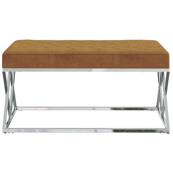 vidaXL Ławka, brązowa, aksamit i stal nierdzewna