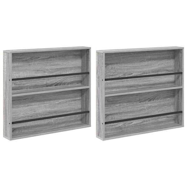 vidaXL Regał na gazety z p&oacute;łką 2 pcs Szary Sonoma 80 x 12 x 70 cm