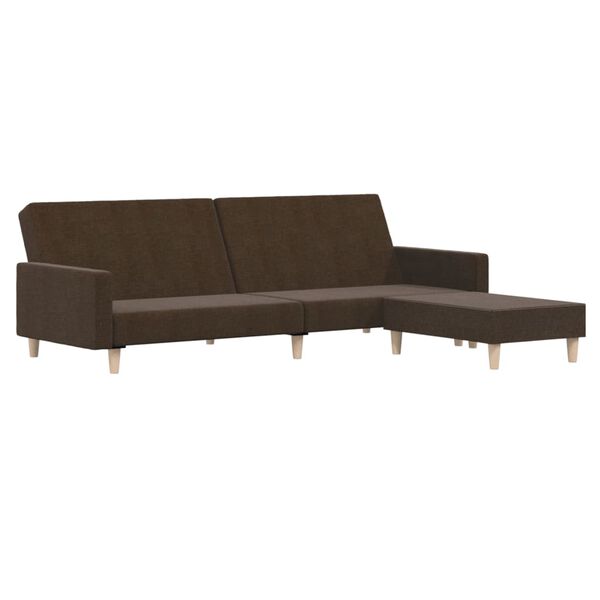 vidaXL 2-os. kanapa z podn&oacute;żkiem, brązowa, tapicerowana tkaniną