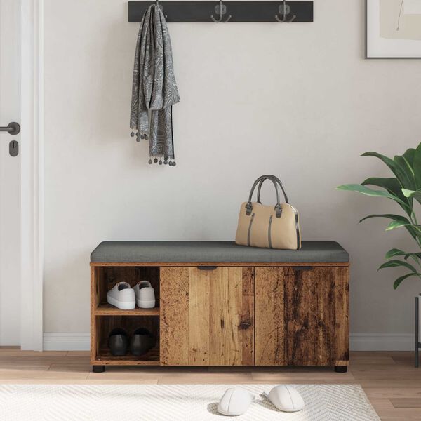 vidaXL Ławka w przedpokoju z poduszką Stare drewno 100 x 38 x 46 cm