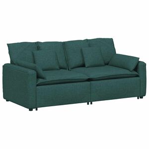 vidaXL Sofa modułowa z poduszkami, ciemnozielona