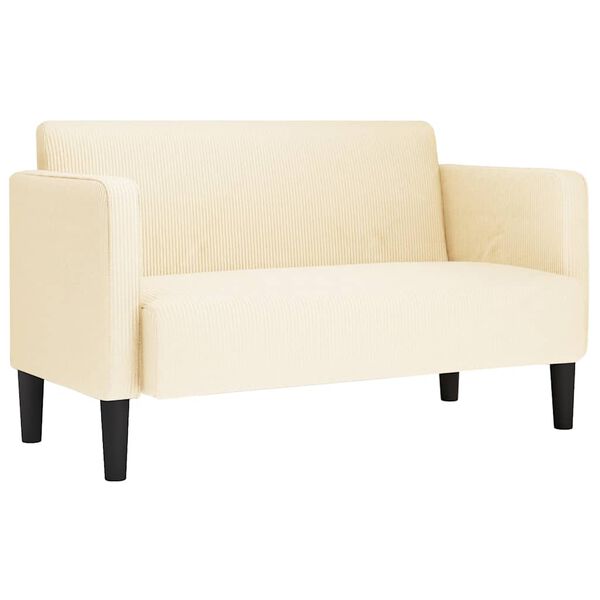 vidaXL Sofa dwuosobowa kremowa 109 cm Tkanina sztruksowa