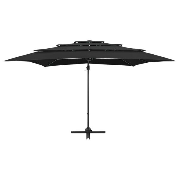 vidaXL 4-poziomowy parasol na aluminiowym słupku, czarny, 250x250 cm