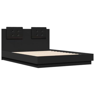 vidaXL Rama łóżka z wezgłowiem, czarna, 120x190 cm