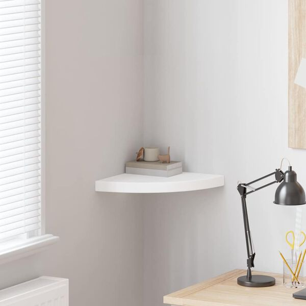 vidaXL P&oacute;łka narożna wisząca biała 35x35x3,8 cm MDF