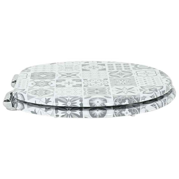 vidaXL Deska toaletowa z samoodblokowaniem Niebieska i biała porcelana