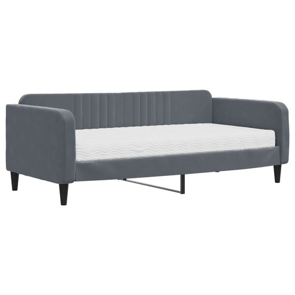 vidaXL Sofa z materacem do spania, ciemnoszara, 90x190 cm, aksamit