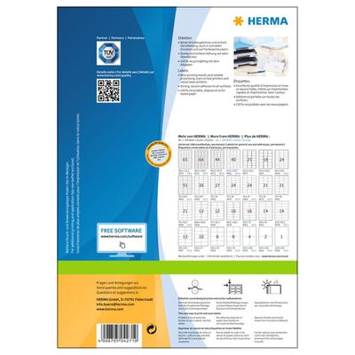 HERMA Etykiety samoprzylepne PREMIUM, 48,3x16,9 mm, 100 arkuszy A4