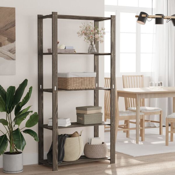 vidaXL Regał z 5 półkami, szary, 80x38x170 cm, lite drewno sosnowe