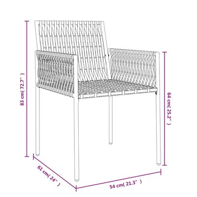 vidaXL Krzesła ogrodowe z poduszkami, 2 szt., brązowe, 54x61x83 cm