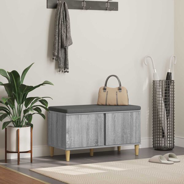 vidaXL Ławka w przedpokoju z poduszką Szary Sonoma 60 x 38 x 46 cm