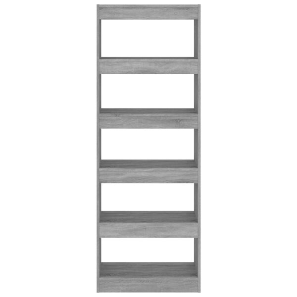 vidaXL Regał na książki/przegroda, szary dąb sonoma, 60x30x166 cm