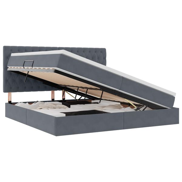 vidaXL Ł&oacute;żko z miejscem na przechowywanie i materacem 200 x 200 cm