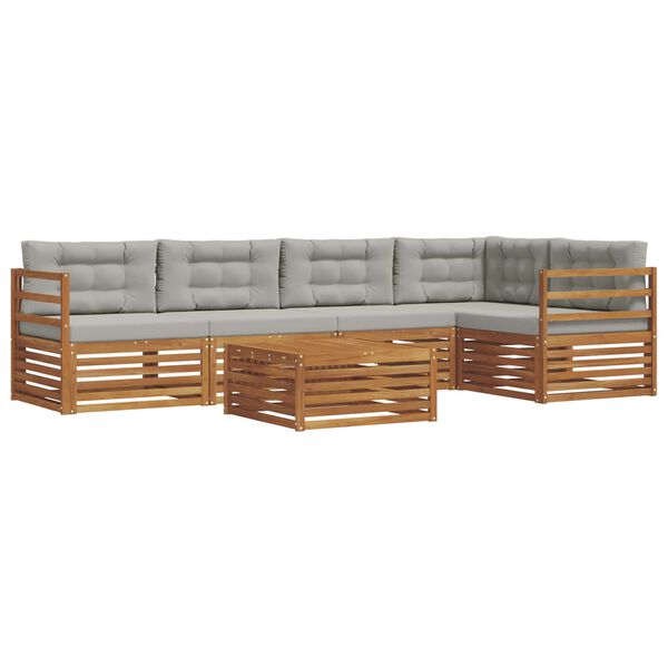 vidaXL Zestaw sof na zewnątrz z poduszką 6 pcs Naturalny i Jasny Szary