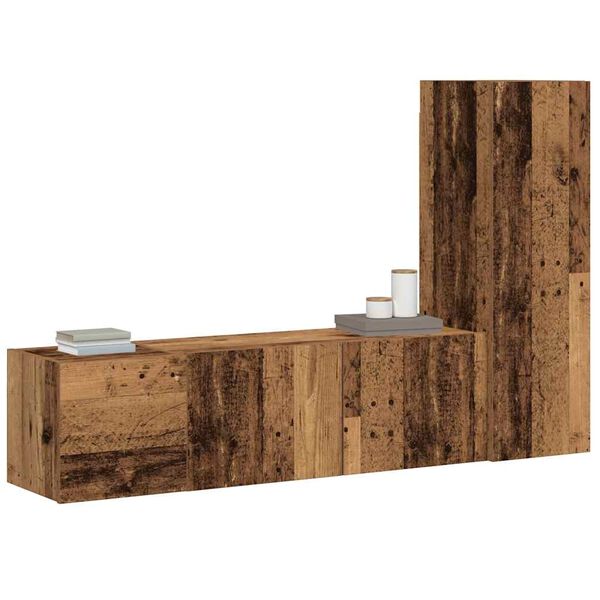 vidaXL Wiszące szafki telewizyjne, 3 szt., stare drewno