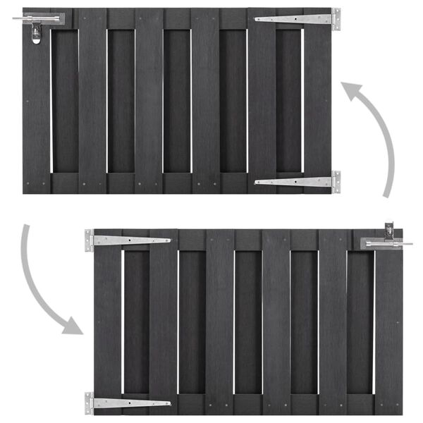 vidaXL Furtka ogrodowa, WPC, 100 x 60 cm, szara