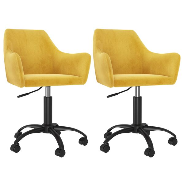 vidaXL Obrotowe krzesła stołowe, 2 szt., musztardowe, obite aksamitem