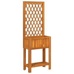 vidaXL Donica z trejażem i p&oacute;łką, 55x29,5x152 cm, lite drewno akacjowe