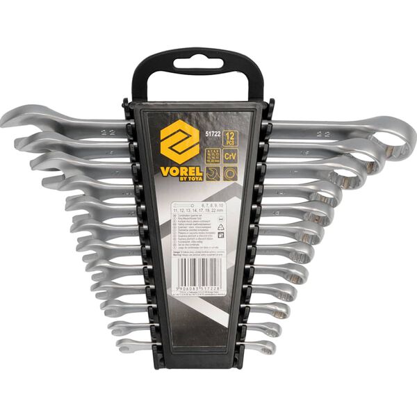VOREL 12-częściowy zestaw kluczy płasko-oczkowych, 6-22 mm
