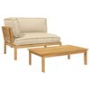 vidaXL Zestaw Sof z poduszką Gładki 2 pcs Beżowy Lite Drewno Akacji