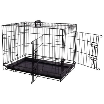 FLAMINGO Klatka dla psa z drzwiczkami Mezo, M, 47x77x55 cm, czarna