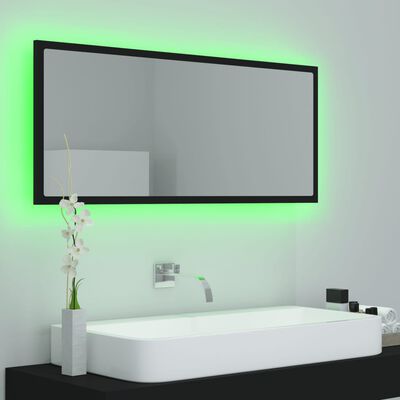 vidaXL Lustro łazienkowe z LED, czarne, 100x8,5x37 cm, akryl