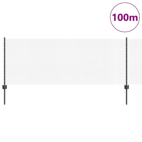 vidaXL Ogrodzenie z słupkiem Szary 0,8 x 100 m Stal i PVC