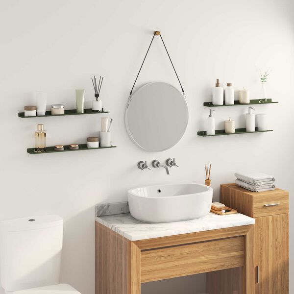 vidaXL P&oacute;łka wisząca 4 pcs Zielony oliwkowy 60 x 9 x 2,5 cm Stal