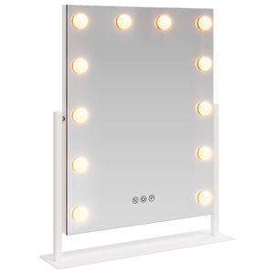 vidaXL Lustro LED do toaletki Biały 44 x 10 x 53 cm Szkło i stal