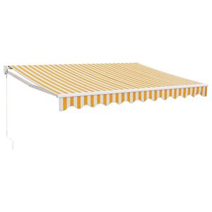 vidaXL Zwijana markiza, ż&oacute;łto-biała, 3x2,5 m, tkanina i aluminium