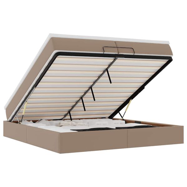 vidaXL Rama ł&oacute;żka otomana z materacami, cappucino, 200x200cm, ekosk&oacute;ra