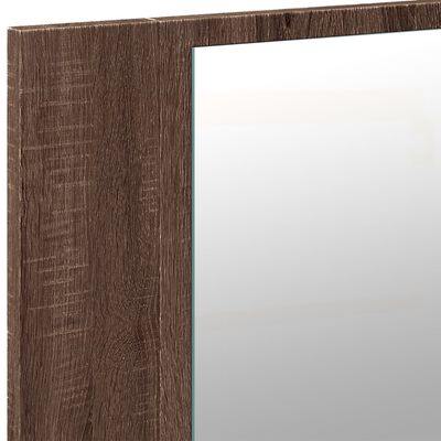 vidaXL Szafka łazienkowa z lustrem i LED, brązowy dąb, 90x12x45, akryl