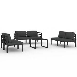 vidaXL 7-cz. zestaw mebli ogrodowych, poduszki, aluminium, antracyt