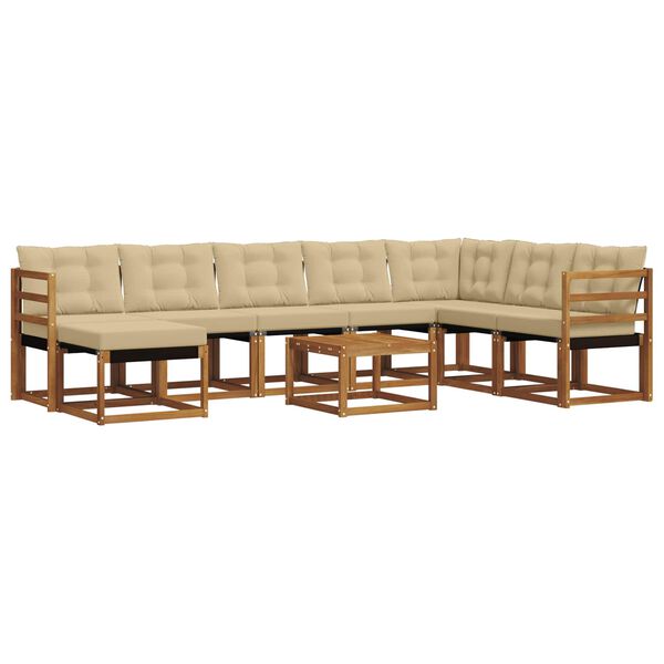 vidaXL Zestaw sof na zewnątrz z poduszką 9 pcs Naturalny i Beżowy