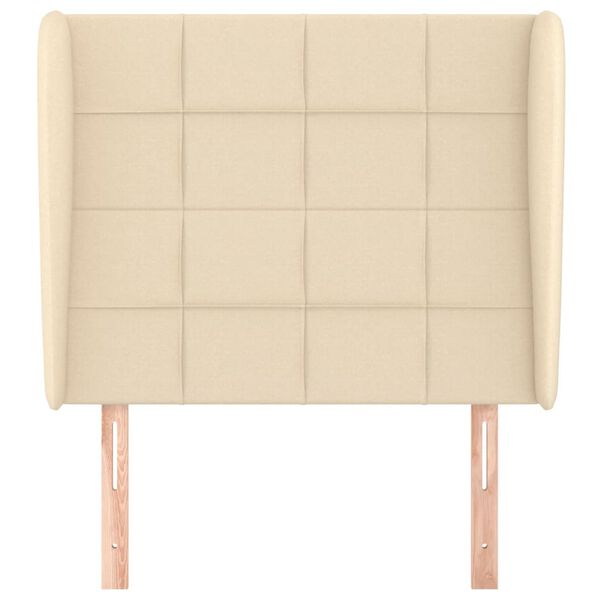 vidaXL Zagł&oacute;wek uszak, kremowy, 93x23x118/128 cm, tkanina