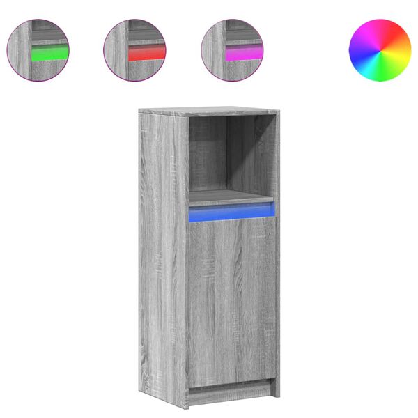 vidaXL Szafka z LED, szary dąb sonoma, 38x34x100 cm